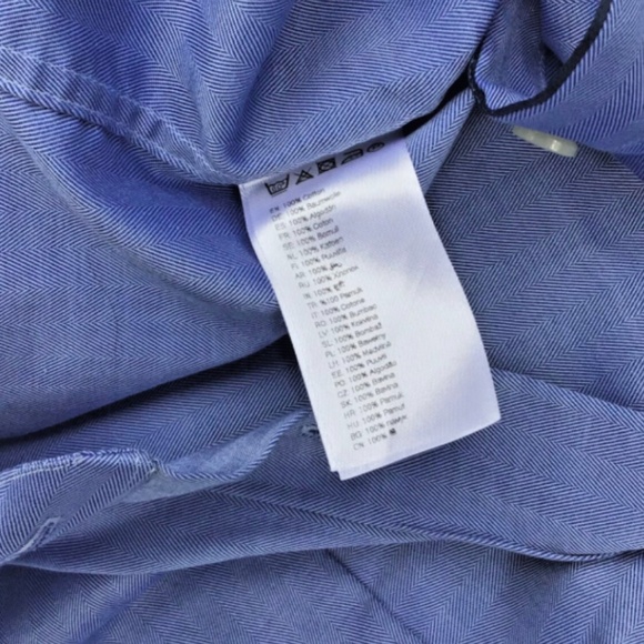 ETON  Slim herringbone  blue  colour , cotton  shirt Sz 15 /38 made in Europe - Picture 6 of 11